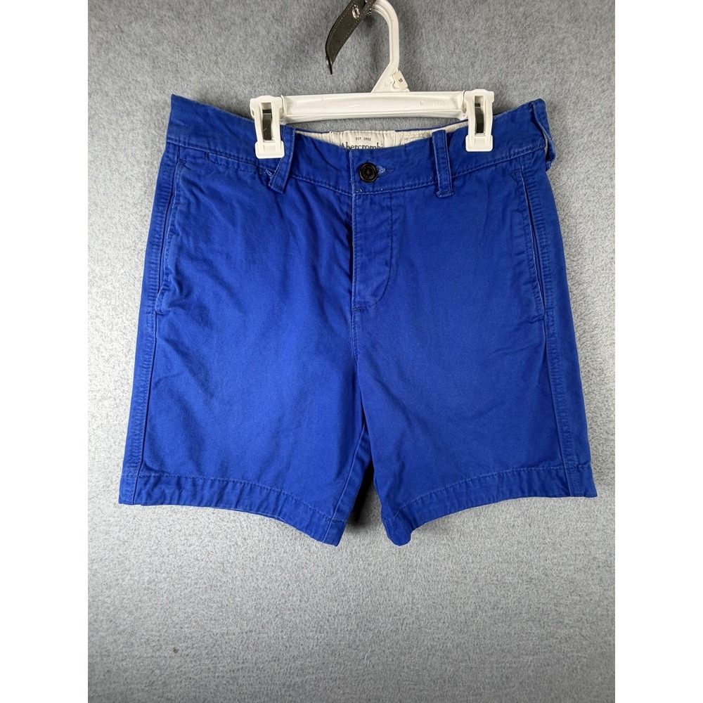 Abercrombie & Fitch Shorts Mens 28 Blue Chino Button Fly Casual Flat Front Beach